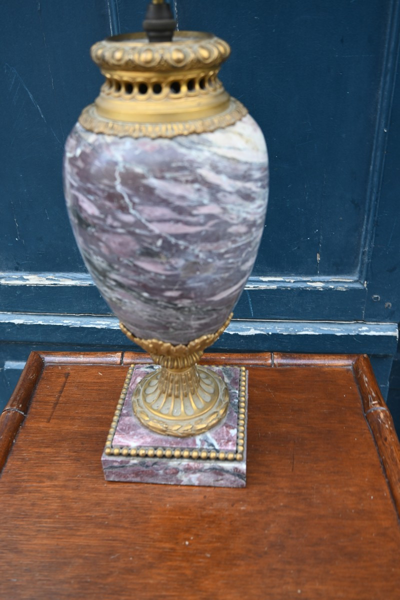 Marble And Bronze Vase Reassembled Into A Louis XVI Style Lamp