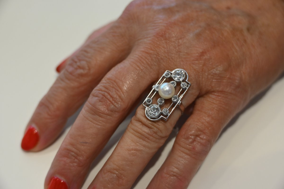 Belle époque Ring, White Gold, Diamonds And Pearl-photo-2