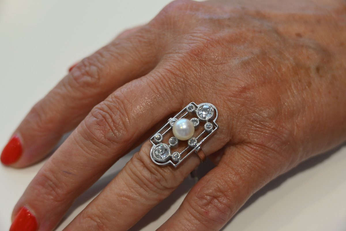 Belle époque Ring, White Gold, Diamonds And Pearl-photo-3