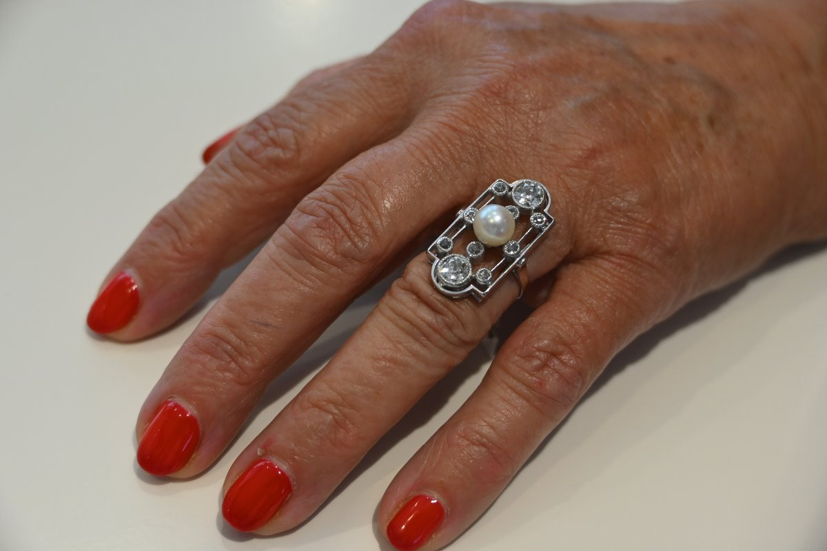 Belle époque Ring, White Gold, Diamonds And Pearl-photo-4