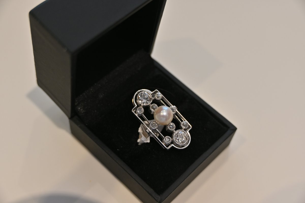 Belle époque Ring, White Gold, Diamonds And Pearl-photo-4