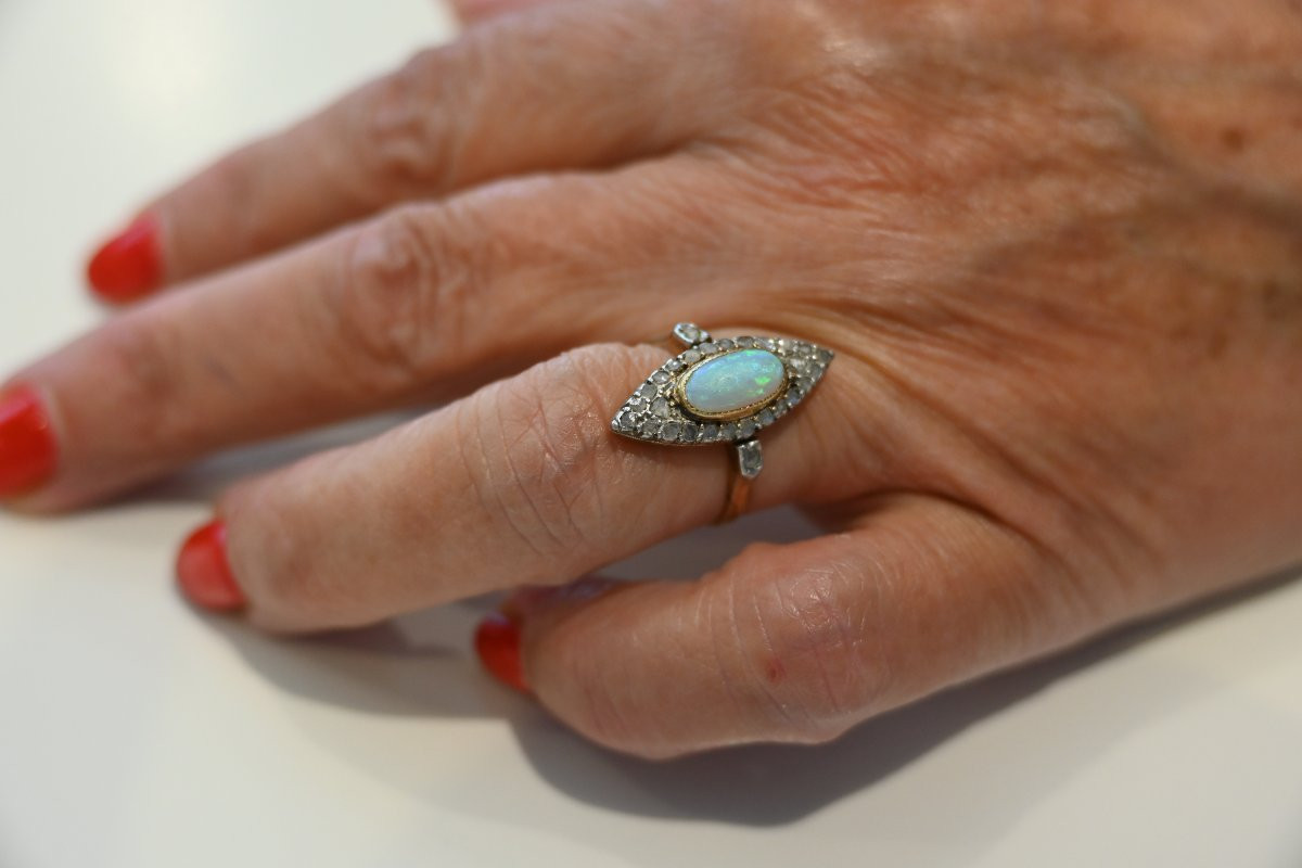 Napoleon III Period Opal And Rose Ring-photo-3