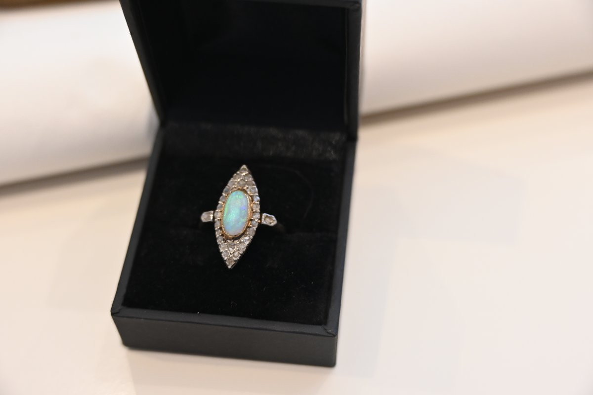 Napoleon III Period Opal And Rose Ring-photo-5