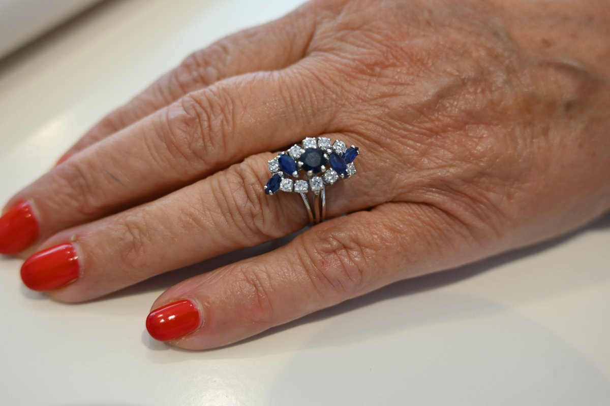 Bague saphir et diamants vers 1970-photo-2