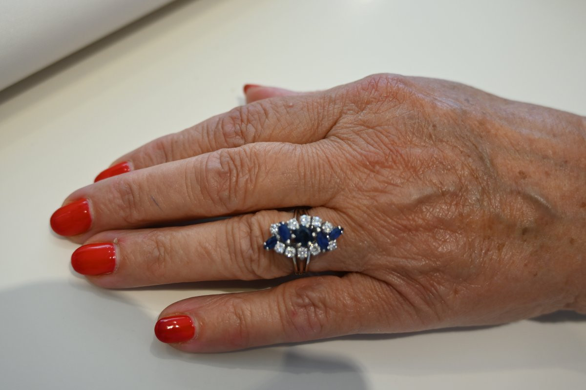 Bague saphir et diamants vers 1970-photo-3