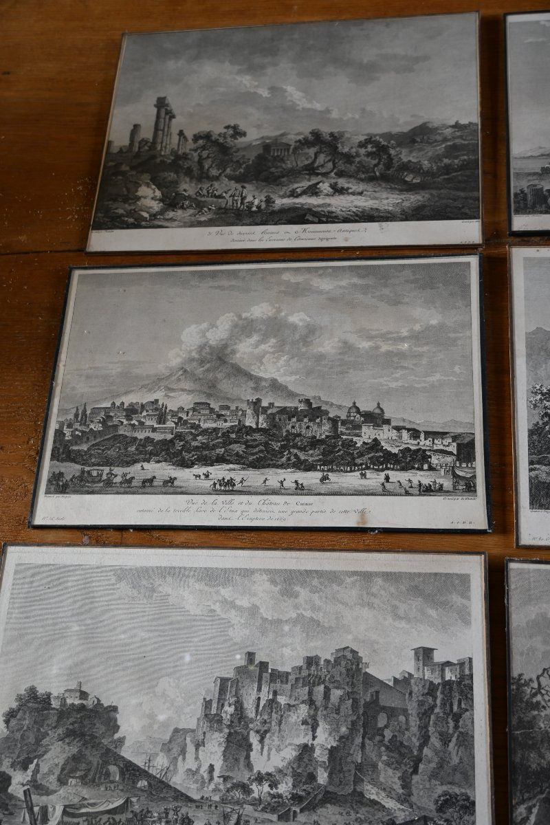 Suite de 6 gravures en noir vue d Italie du XVIII-photo-8