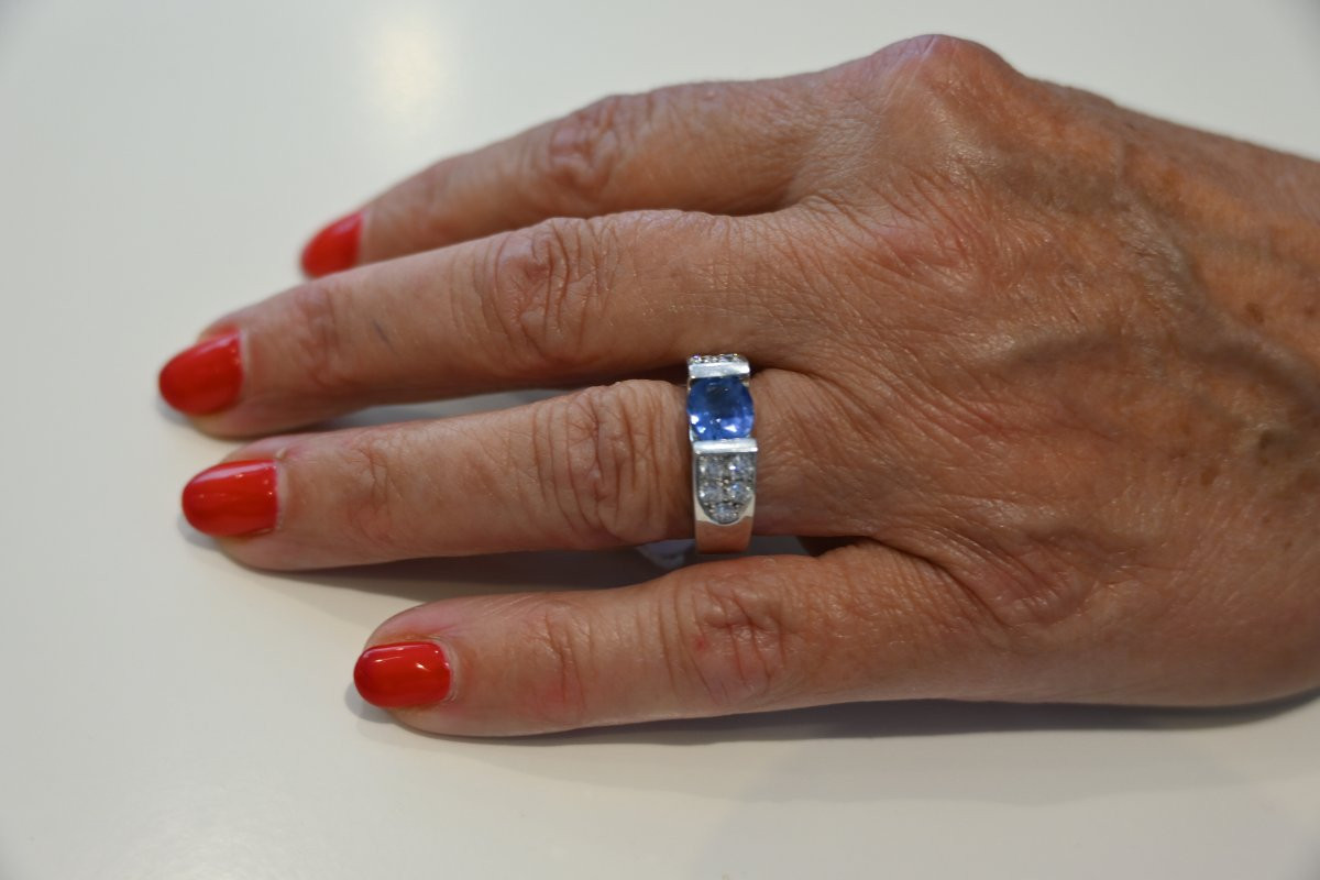 Sapphire, White Gold And Diamond Ring-photo-3