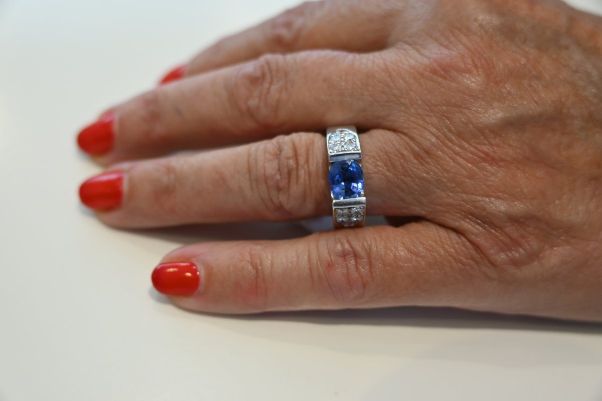 Sapphire, White Gold And Diamond Ring-photo-2