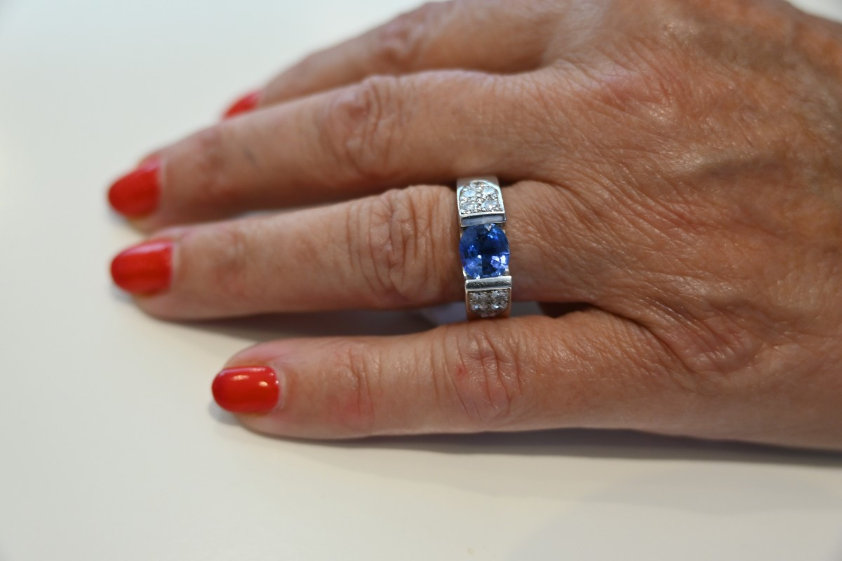 Sapphire, White Gold And Diamond Ring