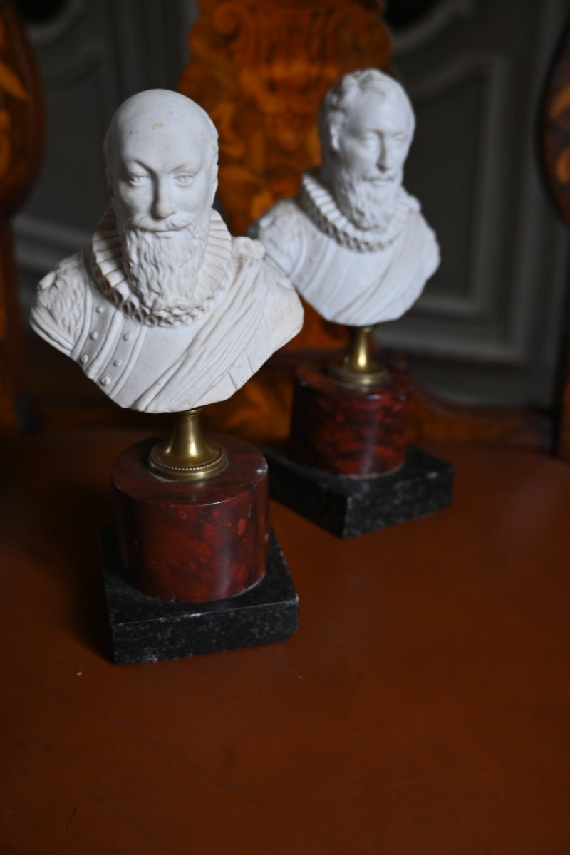 Paire de bustes d Henri IV et Sully en terre de Lorraine fin XVIII-photo-2