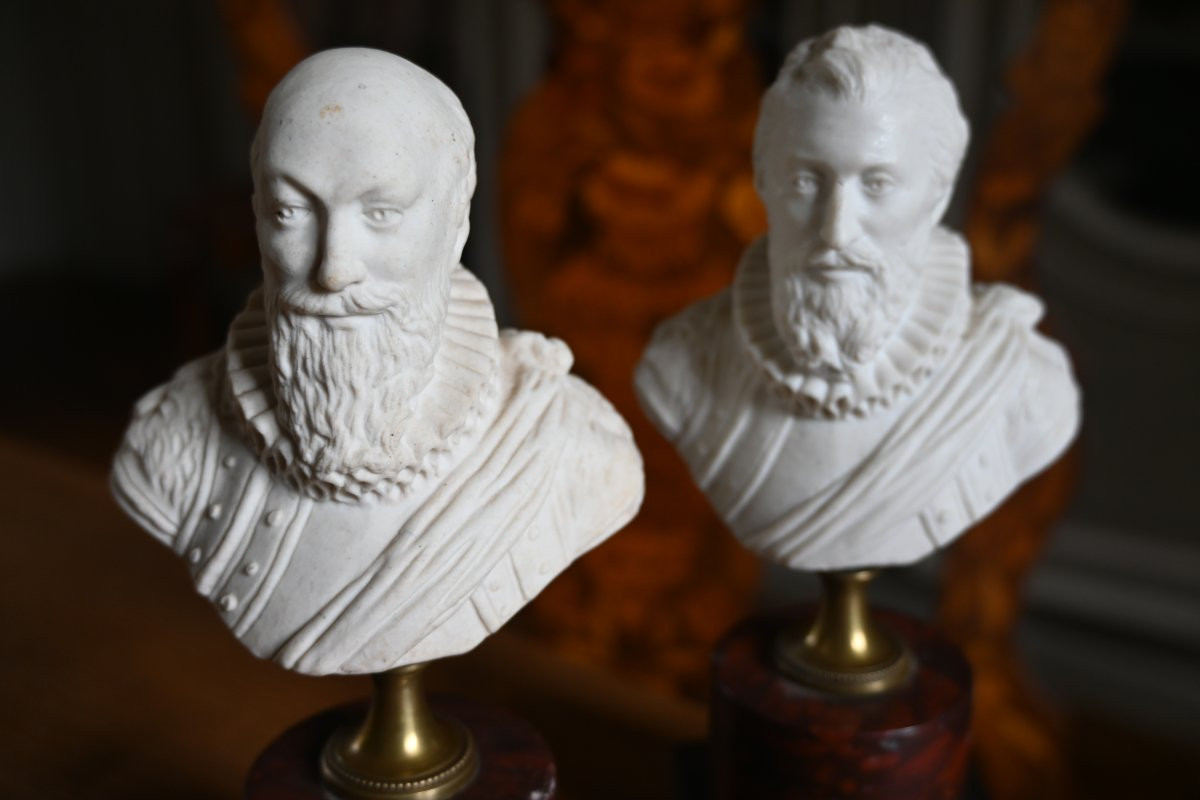 Paire de bustes d Henri IV et Sully en terre de Lorraine fin XVIII-photo-4