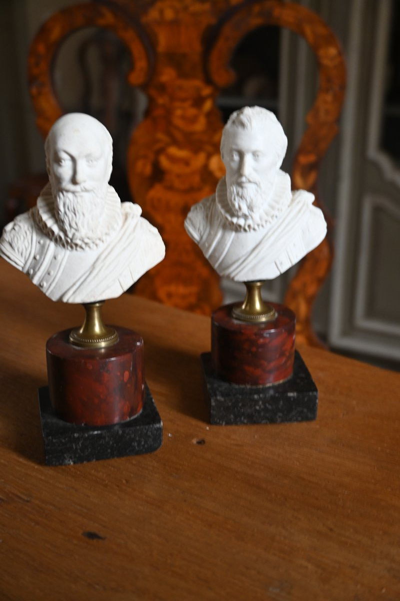 Paire de bustes d Henri IV et Sully en terre de Lorraine fin XVIII-photo-6