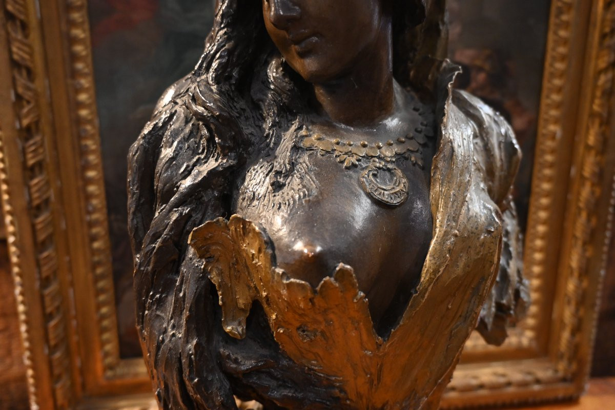 Buste de femme en terre cuite polychrome -photo-4