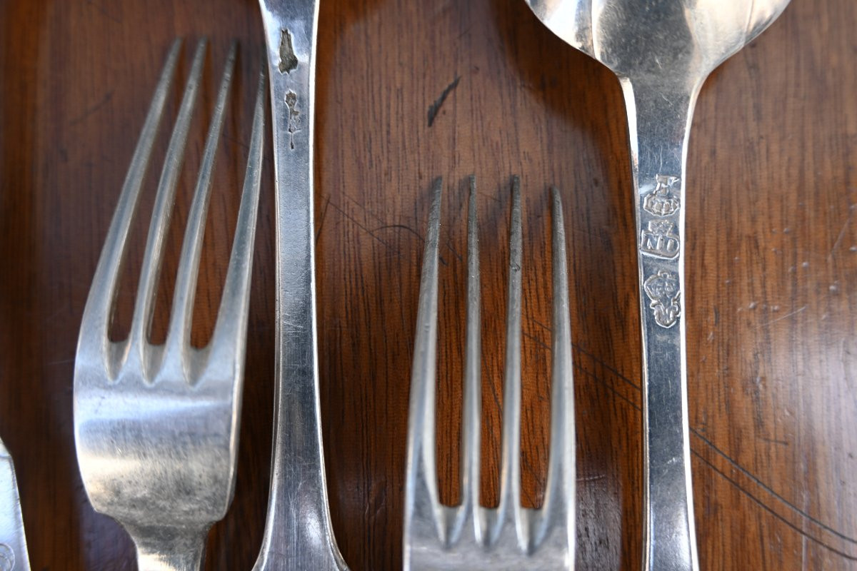 Suite Of 6 18th Century Coat Of Arms Cutlery -photo-5