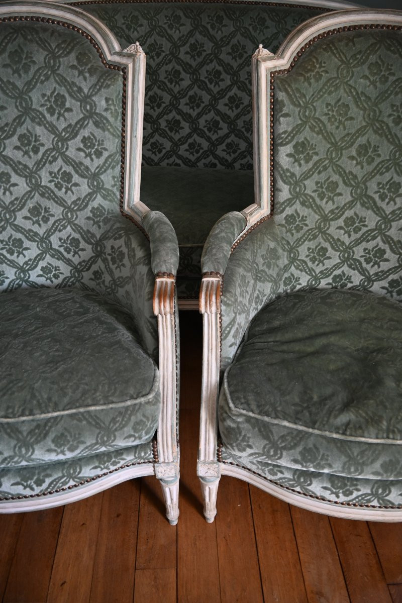 Living Room, Pair Of Armchairs Stamped By Jean, And Louis XVI Period Sofa-photo-4