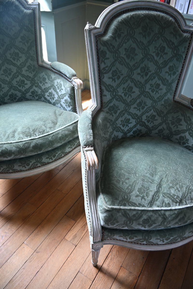 Living Room, Pair Of Armchairs Stamped By Jean, And Louis XVI Period Sofa-photo-7