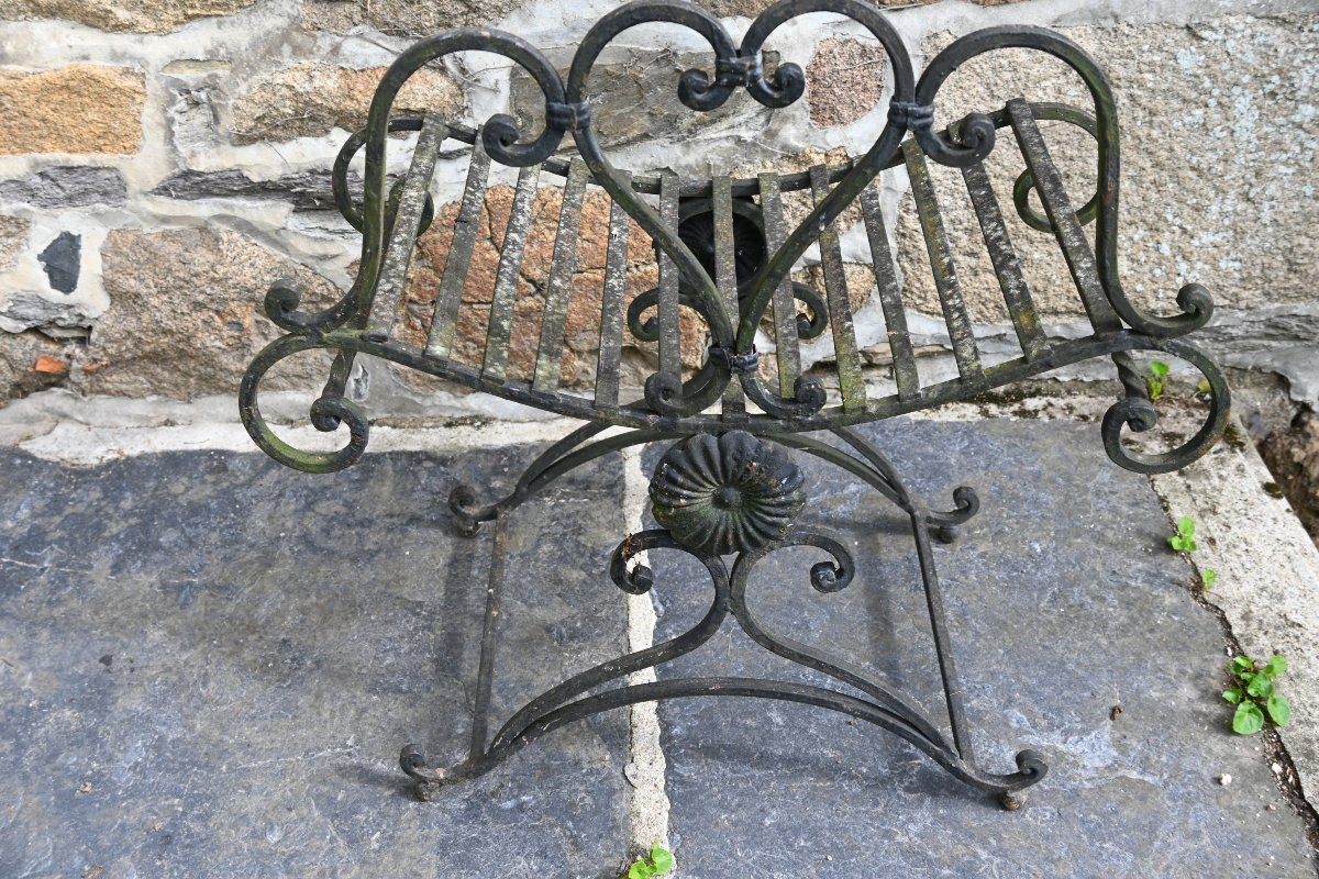 Paire de tabourest de forme  curule en fer XX-photo-3