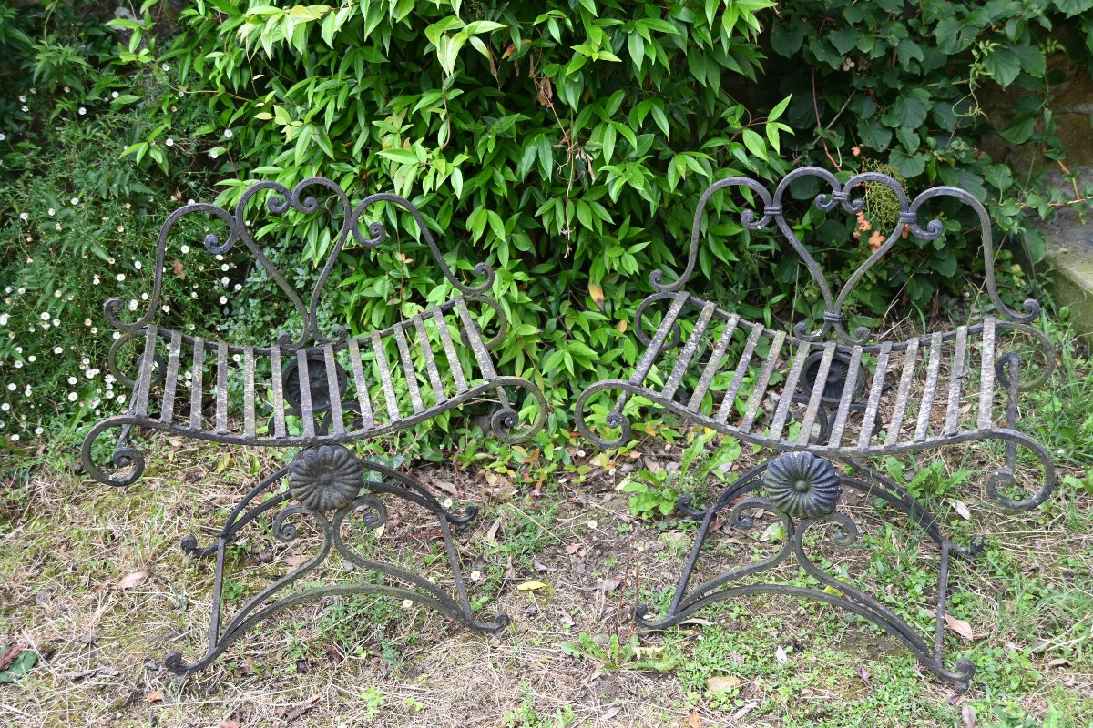 Paire de tabourest de forme  curule en fer XX-photo-4