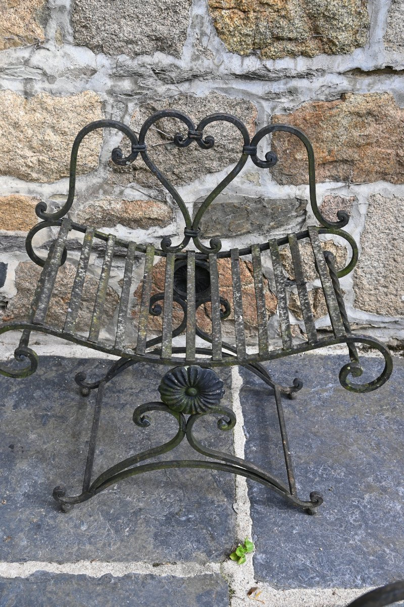 Paire de tabourest de forme  curule en fer XX-photo-7