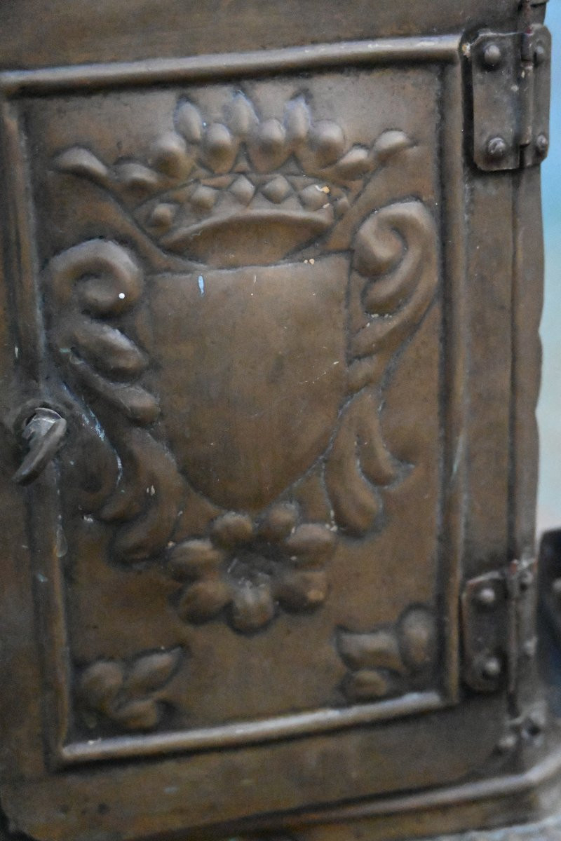 Rare 18th Century Embossed Brass Hand Lantern-photo-4