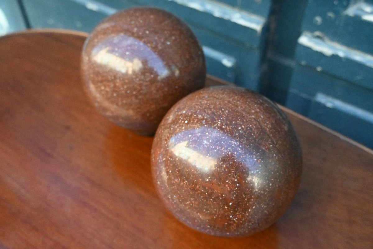 Pair Of Porphyry Spheres From Sweden-photo-2
