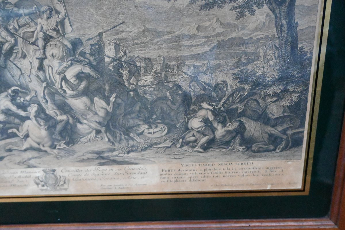Paire de gravures L ouis XIV , scène de batailles d après Le Brun -photo-4