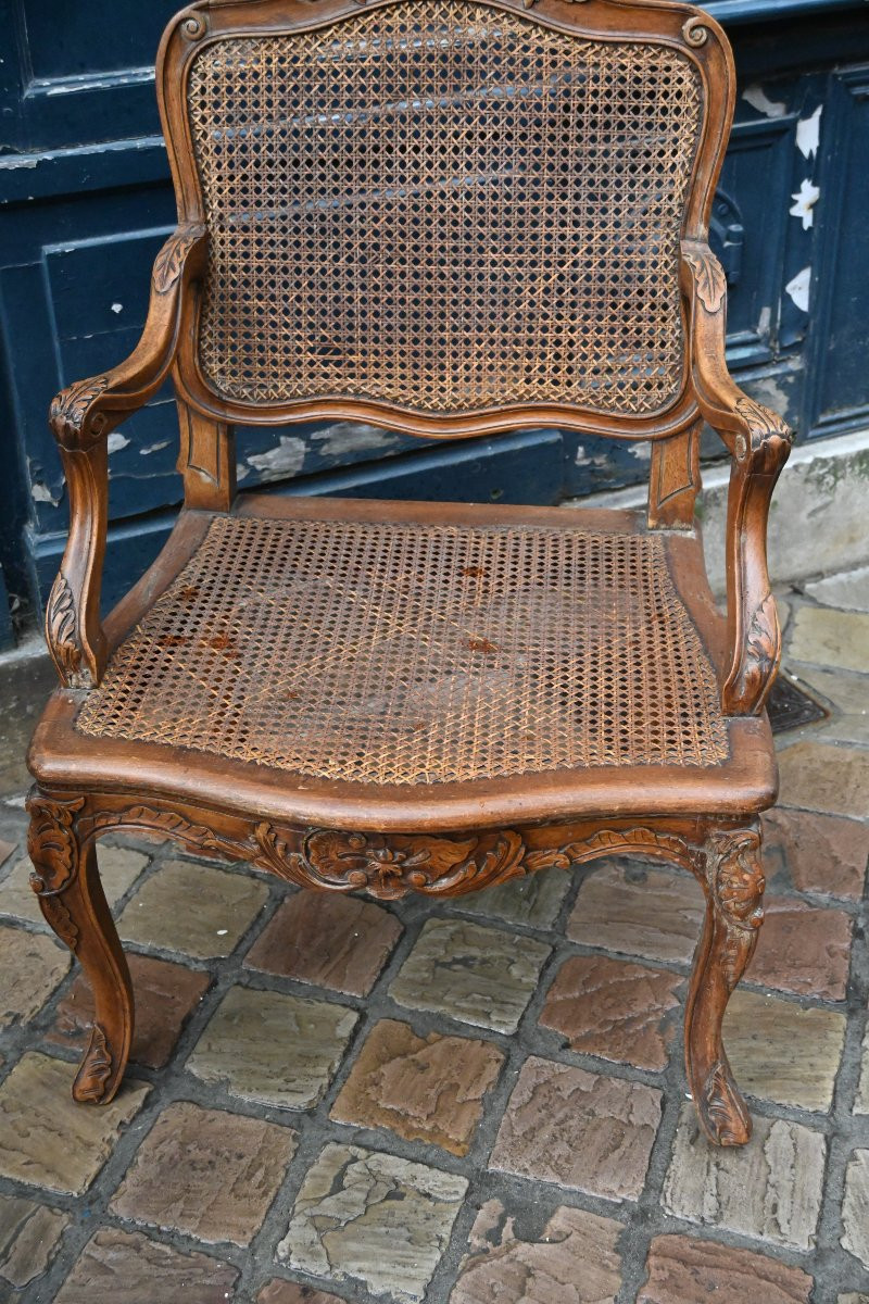 Paire de fauteuils cannés de style Regence-photo-5