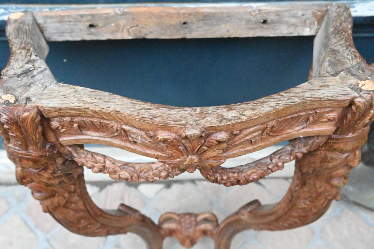 Petite console en chêne aux masques d Indien du XVIII-photo-2