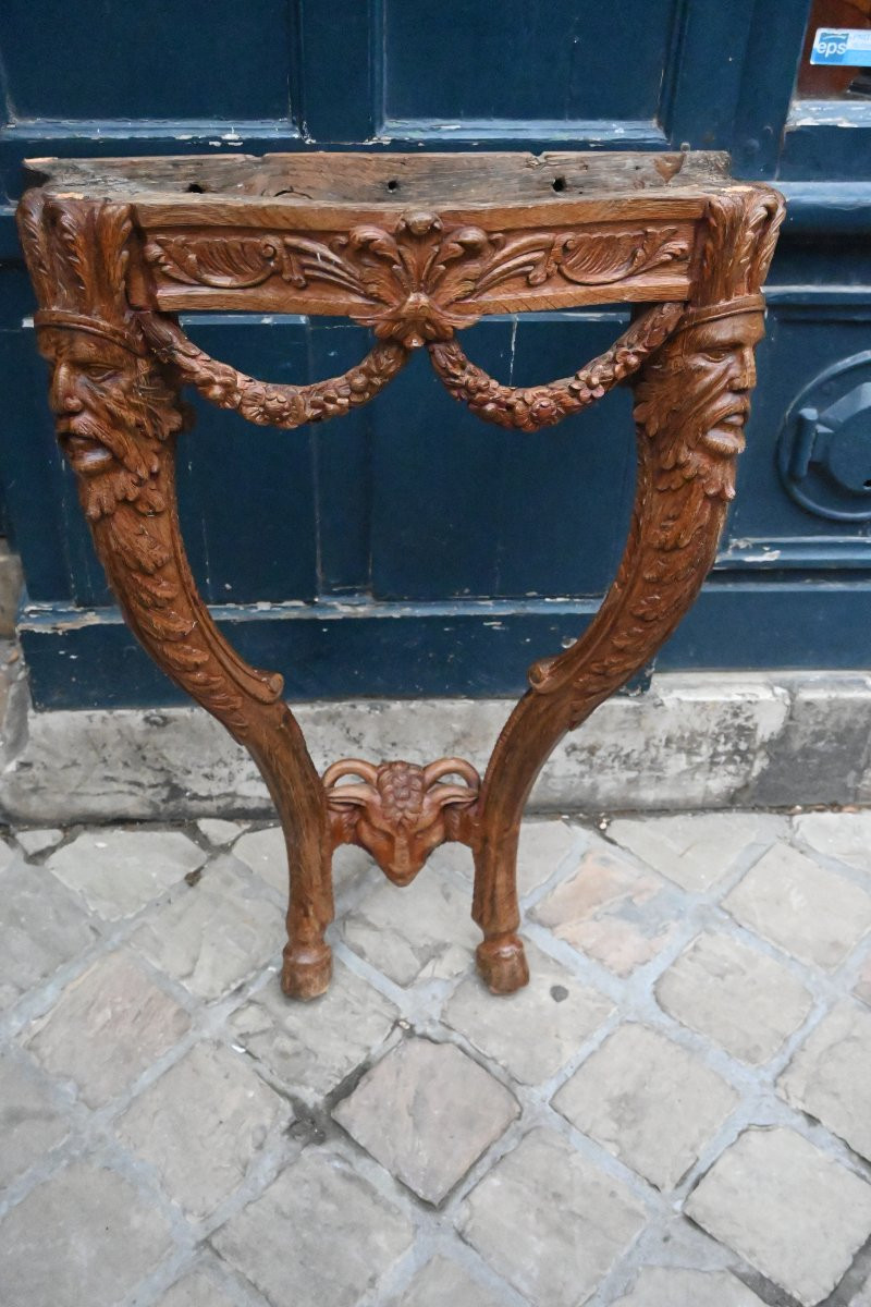 Petite console en chêne aux masques d Indien du XVIII-photo-4