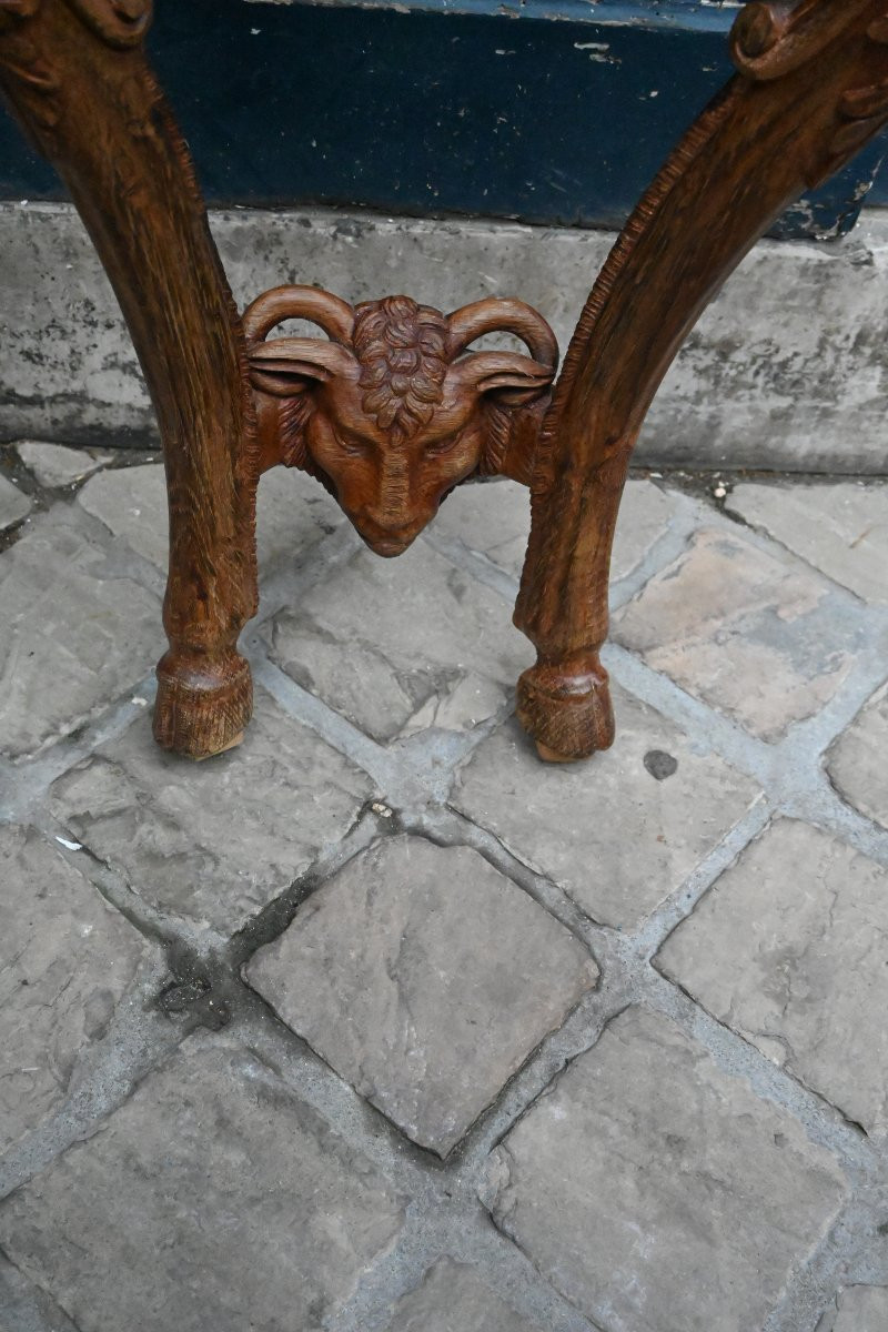 Petite console en chêne aux masques d Indien du XVIII-photo-1
