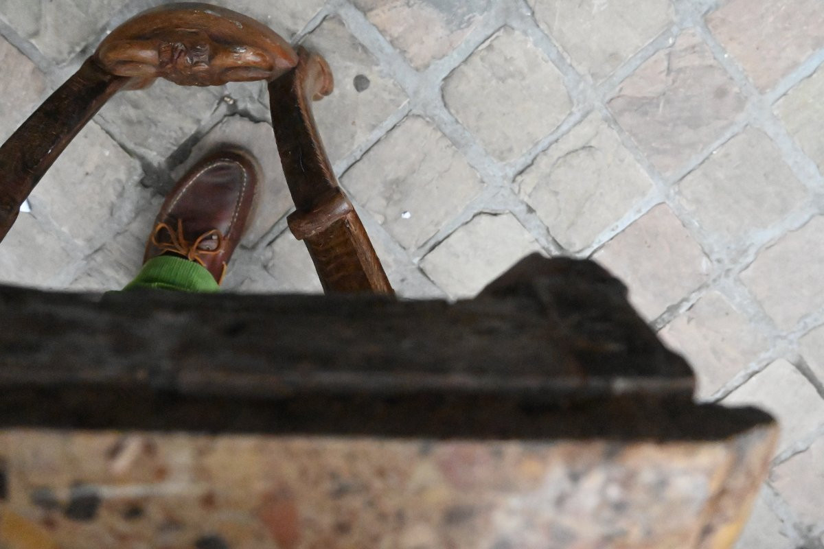 Petite console en chêne aux masques d Indien du XVIII-photo-2