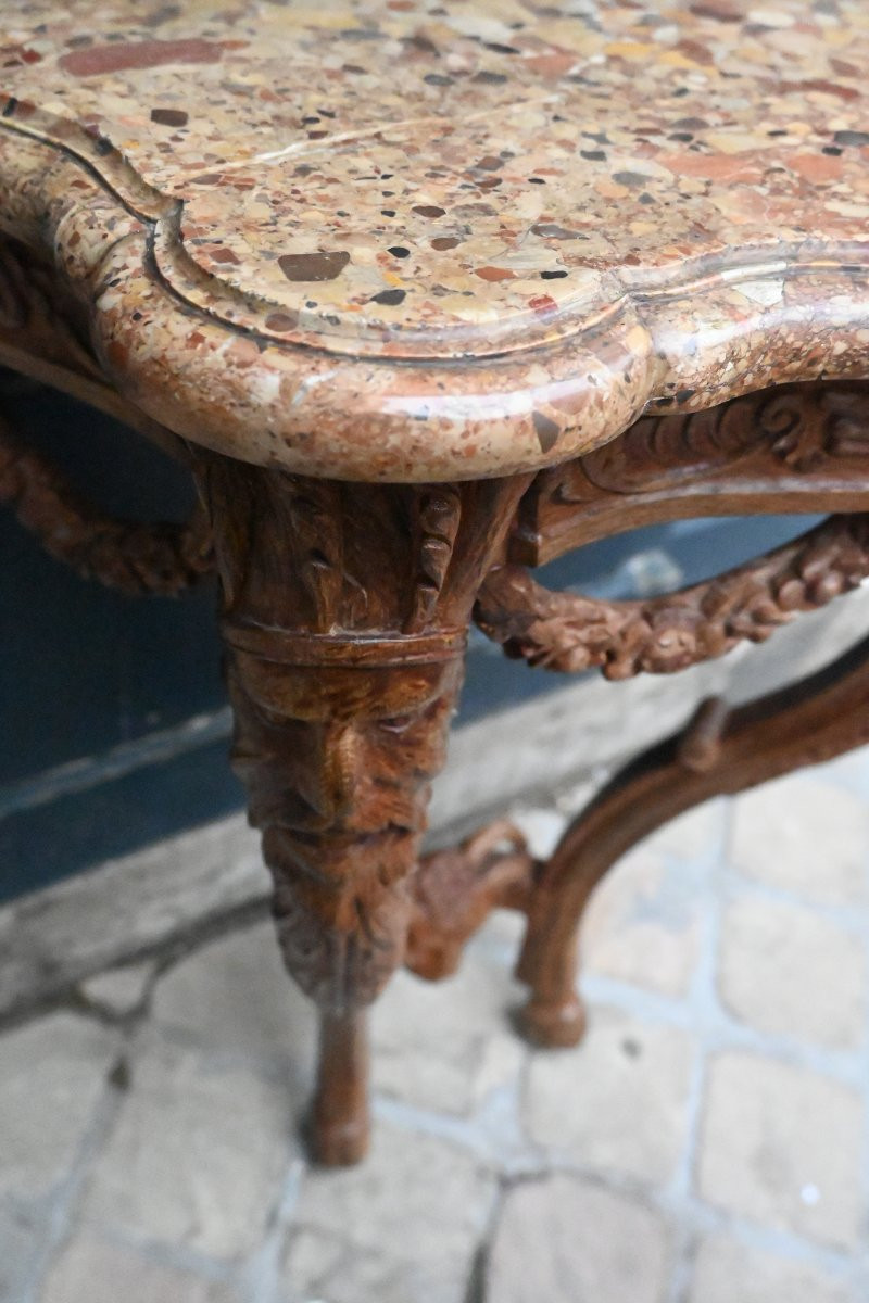 Petite console en chêne aux masques d Indien du XVIII-photo-5