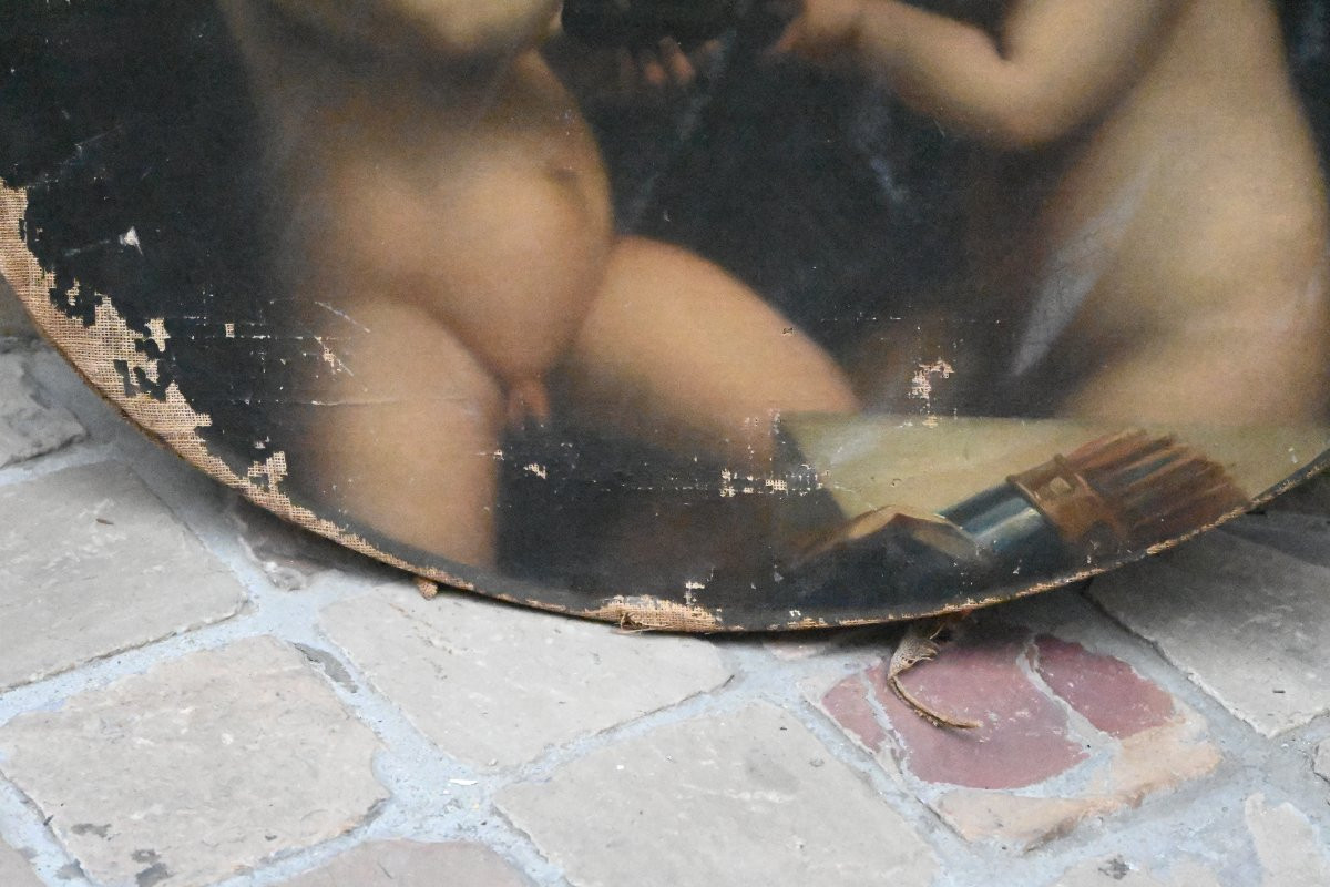 Huile sur toile XIX  Deux amours -photo-4