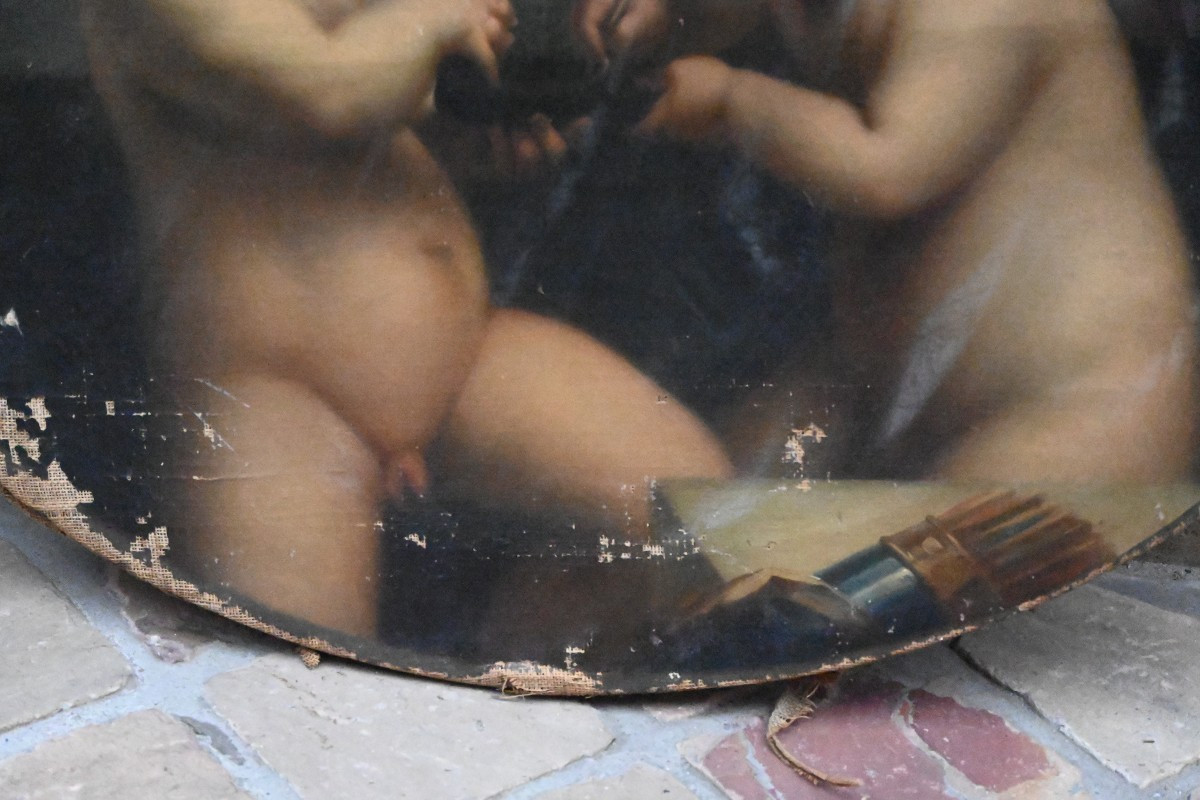 Huile sur toile XIX  Deux amours -photo-7