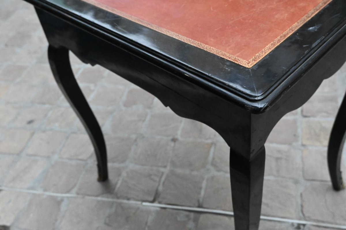 Table de mileu ou bureau d époque Louis XV , en bois relaqué noir-photo-2