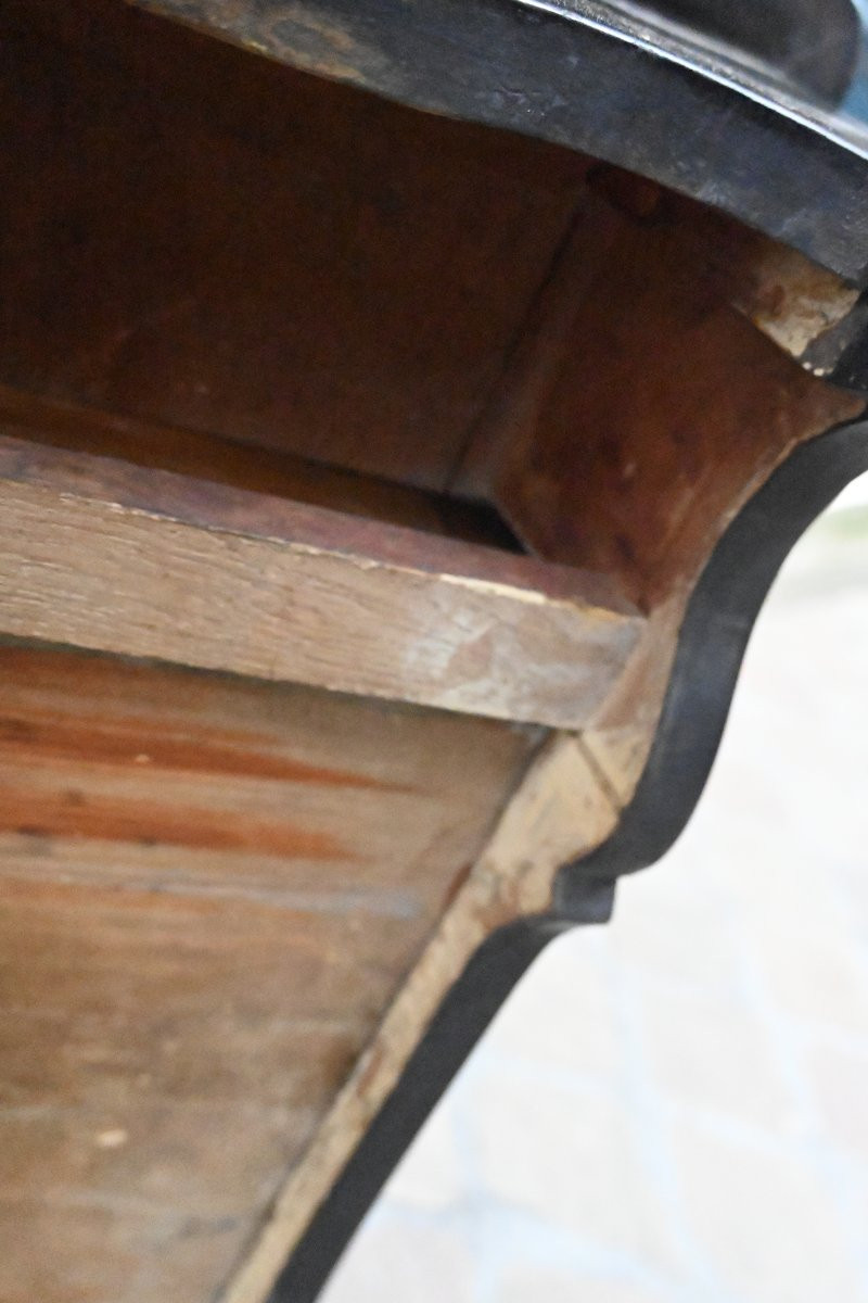 Table de mileu ou bureau d époque Louis XV , en bois relaqué noir-photo-6