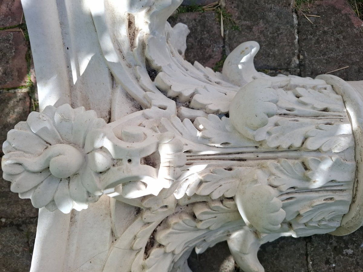 Importante suite de 4 grandes colonnes en stuc -photo-8
