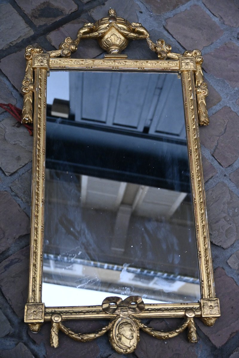 Louis XVI Period Gilded Wood Mirror, Sweden, 18th Century-photo-1