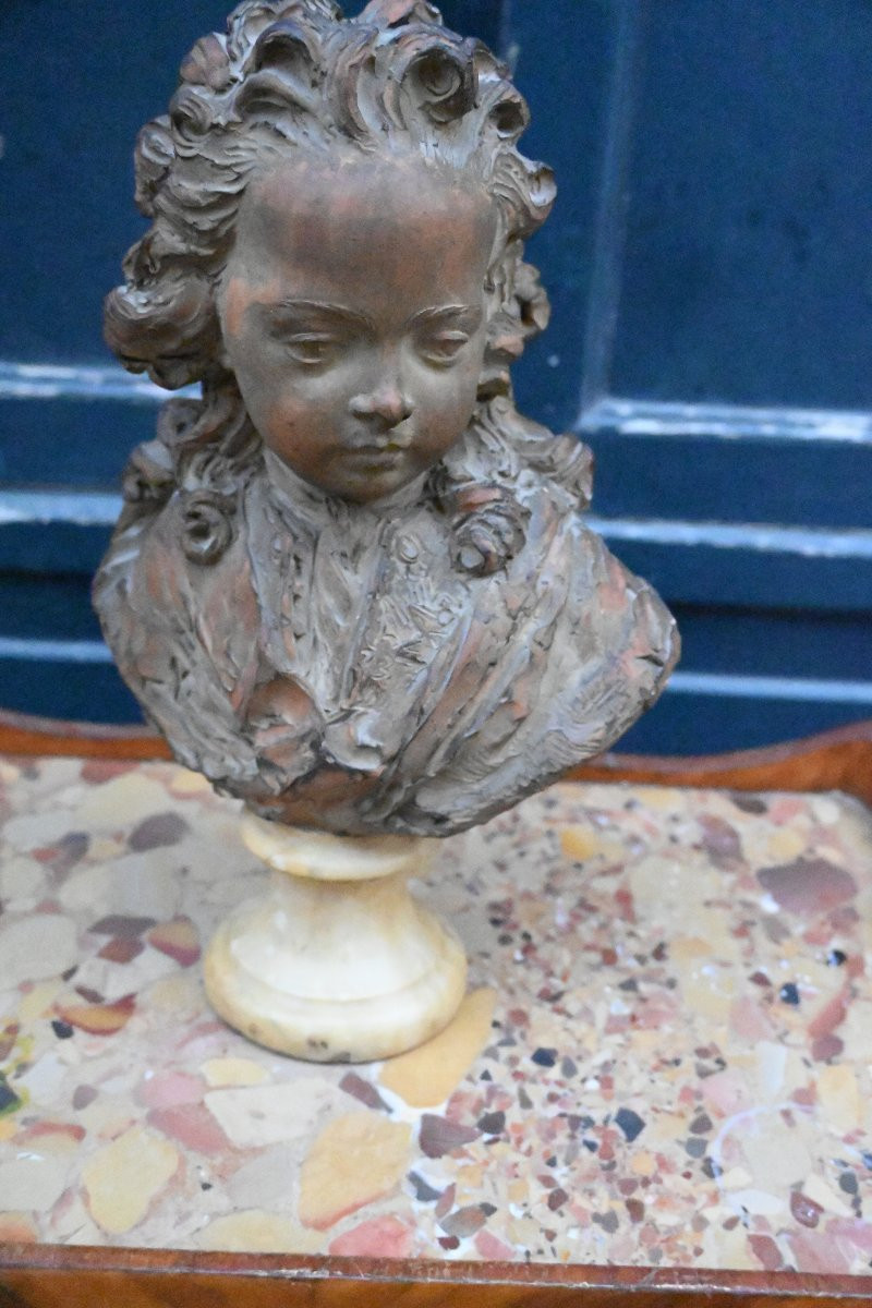 Buste d enfant , Louis XV enfant , terre cuite signée de Cian  style XVIII-photo-2