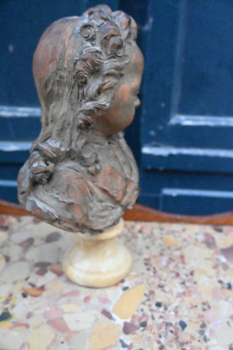 Buste d enfant , Louis XV enfant , terre cuite signée de Cian  style XVIII-photo-2