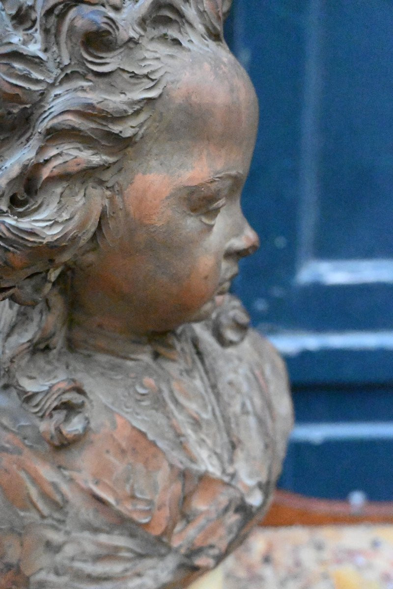 Buste d enfant , Louis XV enfant , terre cuite signée de Cian  style XVIII-photo-3