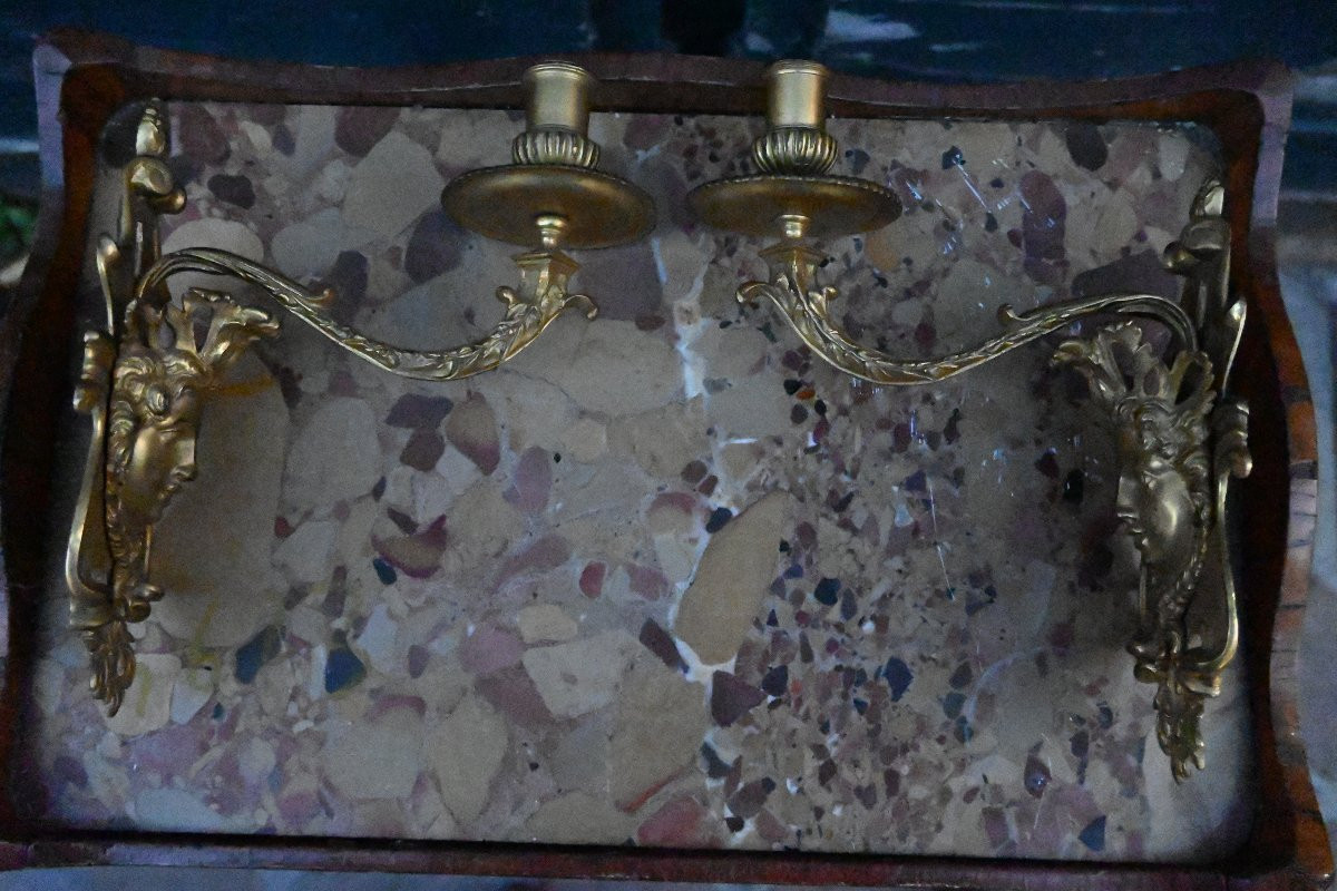 Pair Of Rare Bronze Sconces Attributed To André Charles Boulle From The Regence Period-photo-2