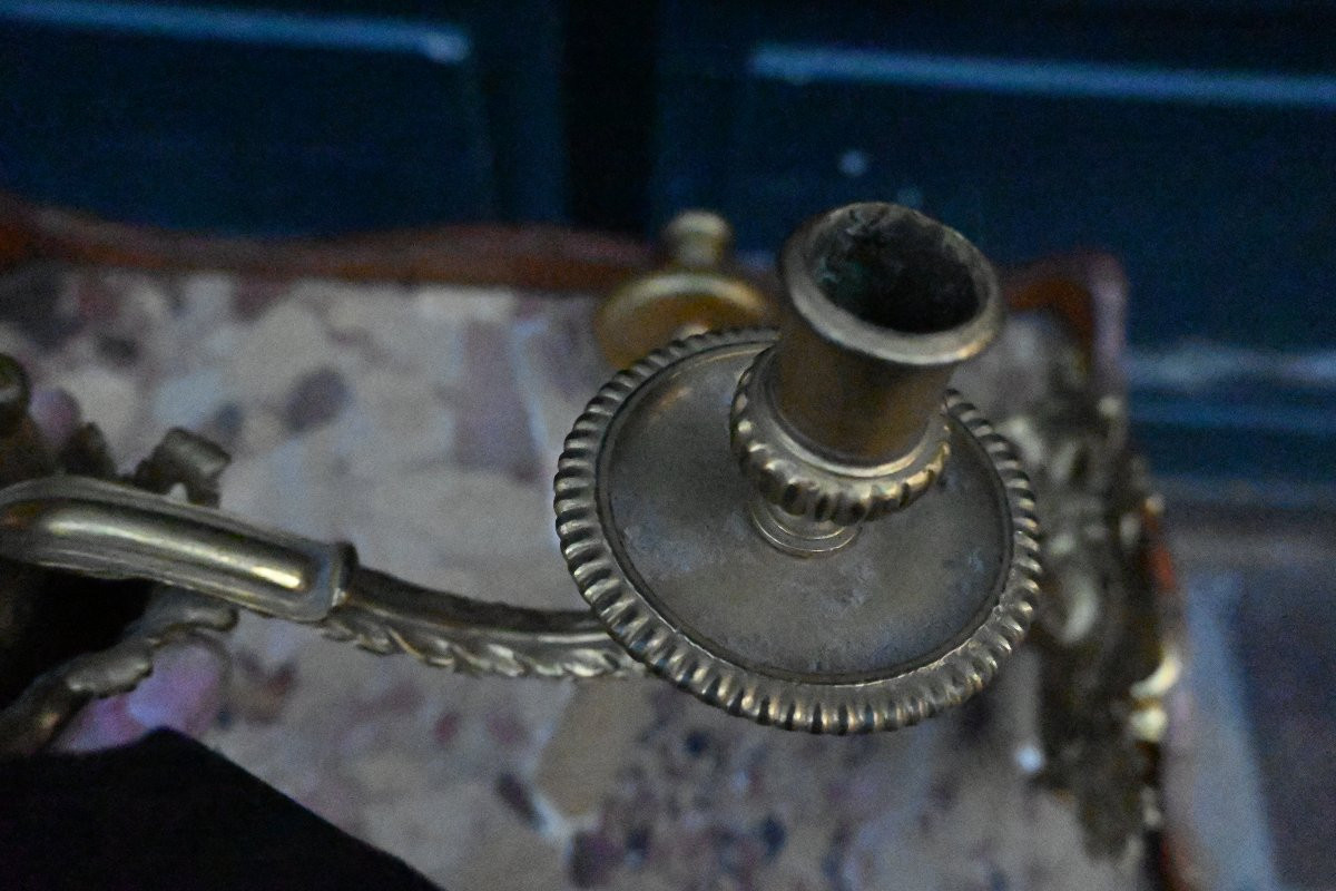 Pair Of Rare Bronze Sconces Attributed To André Charles Boulle From The Regence Period-photo-4