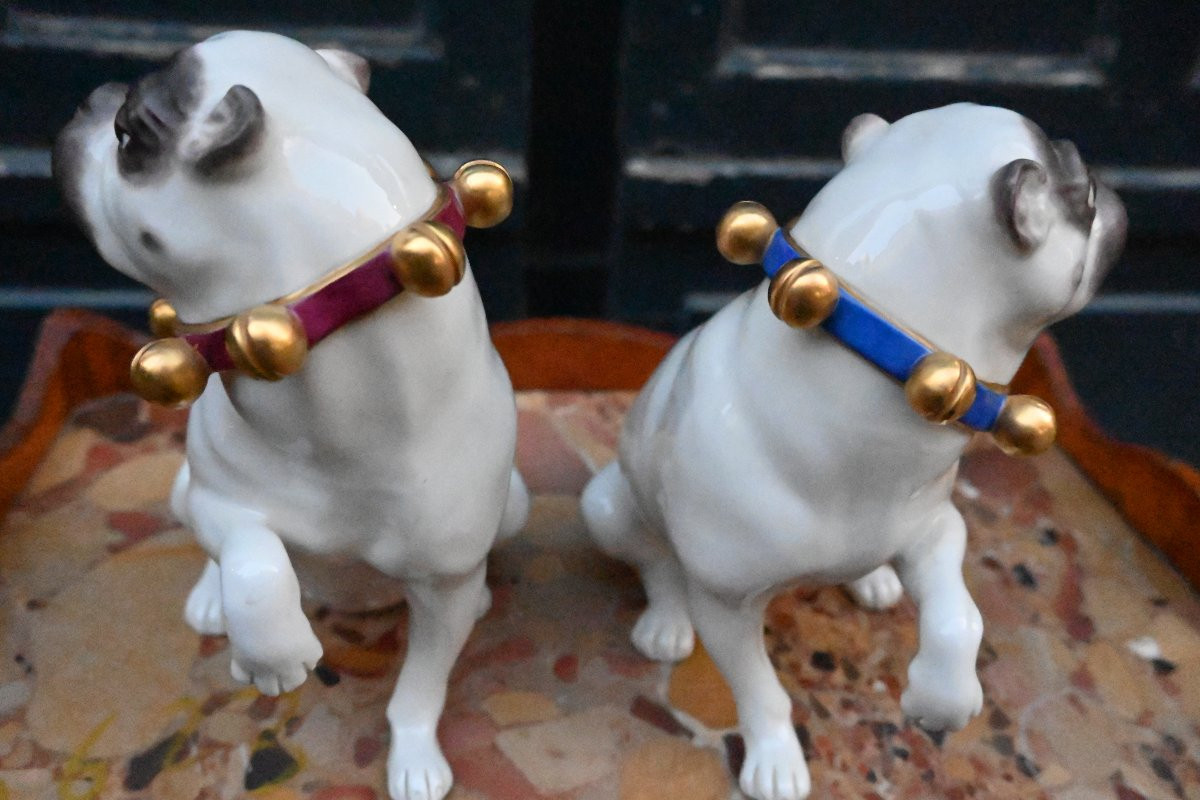Couple de carlins en porcelaine allemande -photo-1