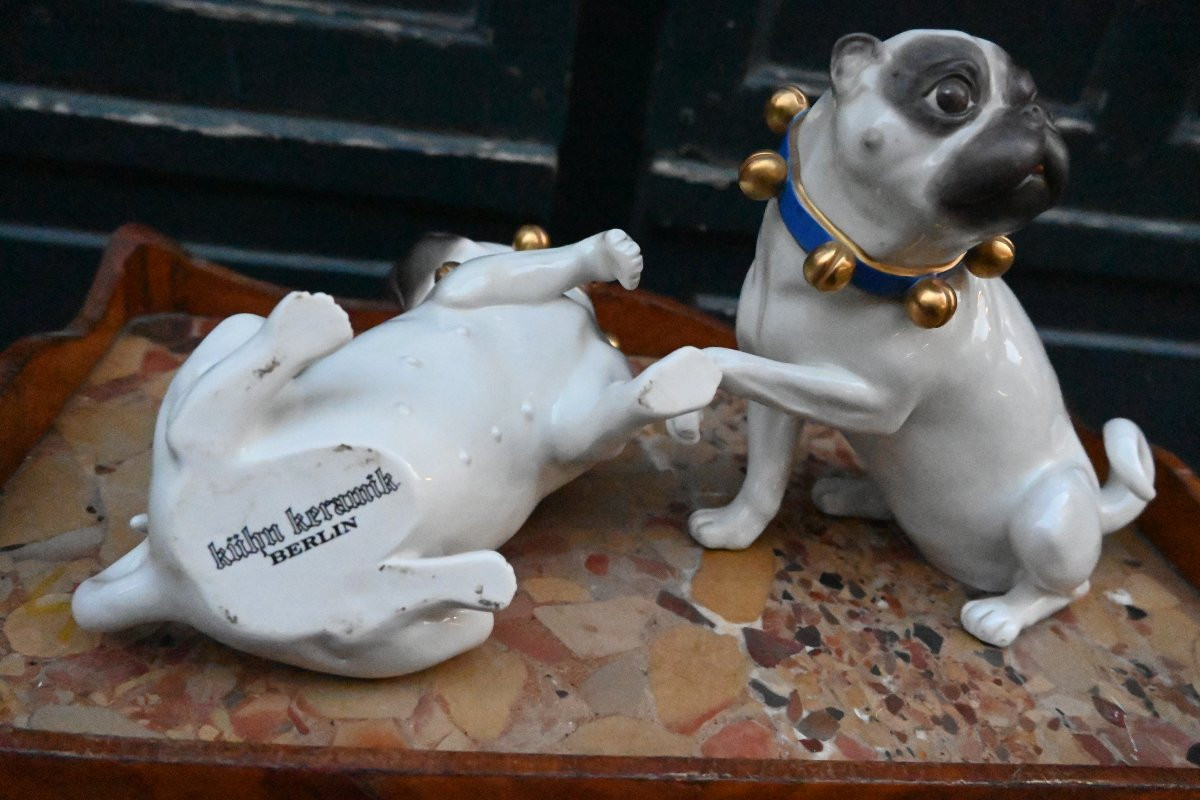 Couple de carlins en porcelaine allemande -photo-6