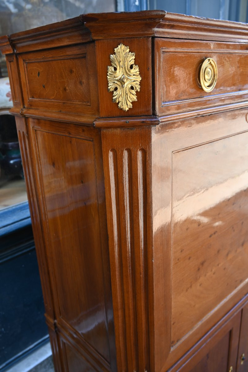 Beautiful Louis XVI Stamped Blond Mahogany Secretary-photo-2