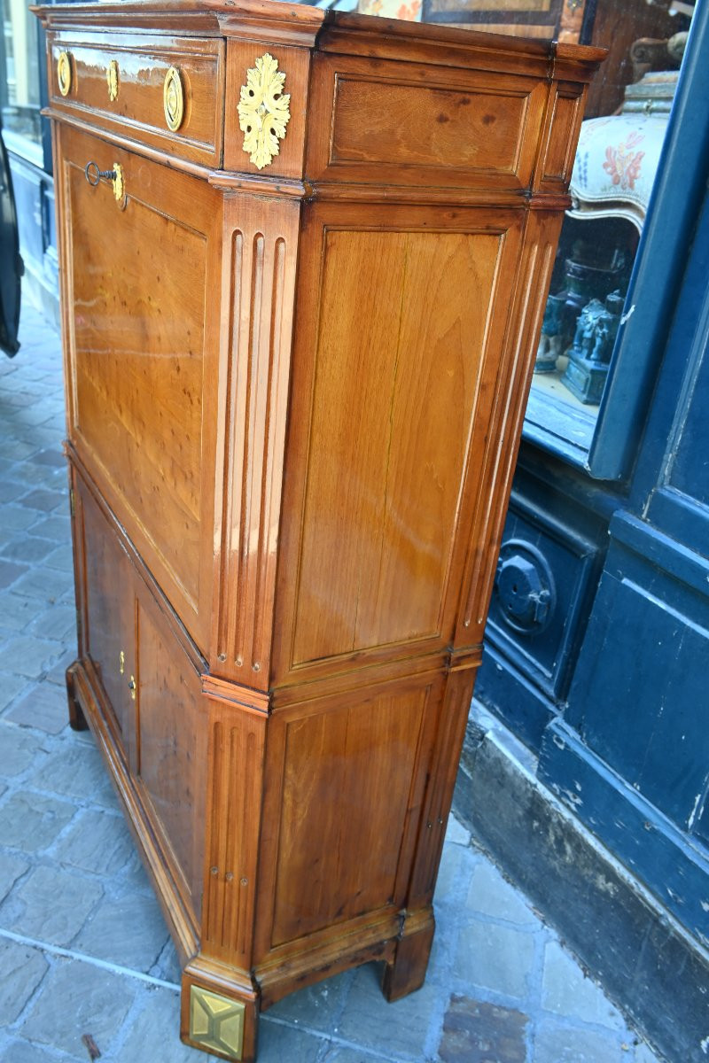 Beautiful Louis XVI Stamped Blond Mahogany Secretary-photo-2
