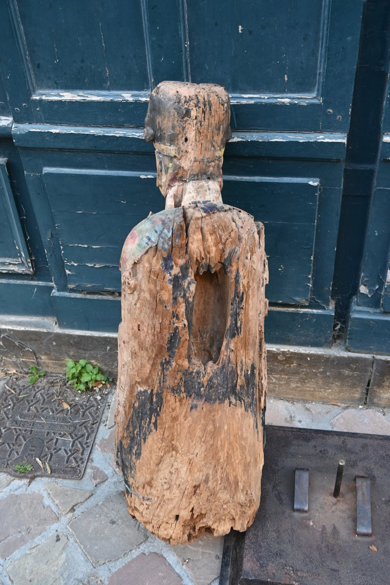 Large Wooden Statue Representing A Dignitary, China 18th Century-photo-3