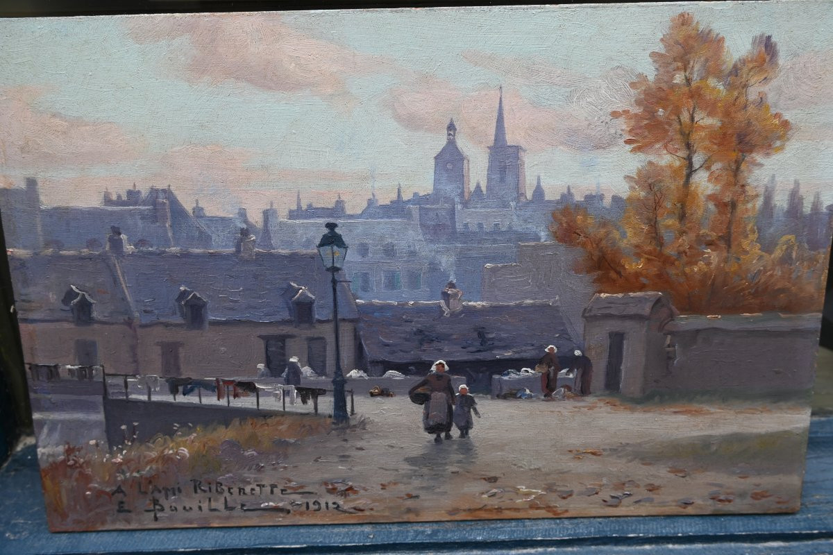 Les lavandières en Bretagne  , huile signée d Etienne Bouillé-photo-2