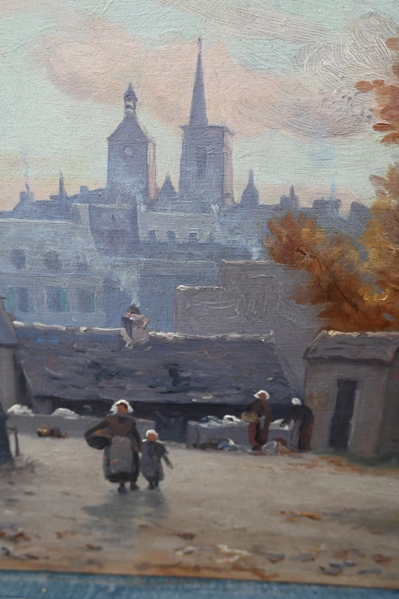 Les lavandières en Bretagne  , huile signée d Etienne Bouillé-photo-4